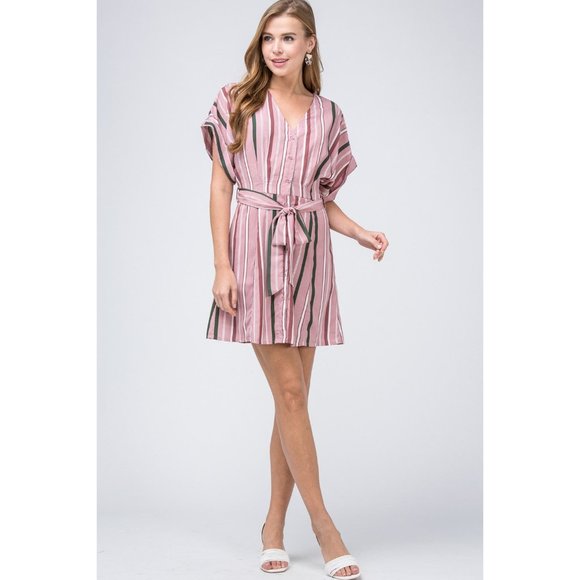 entro Dresses & Skirts - entro Striped Shirtdress, Pink